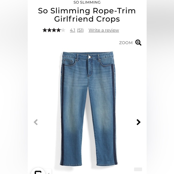 Chico’s So Slimming Rope Trimmed Girlfriend Crop Jean - Picture 3 of 9